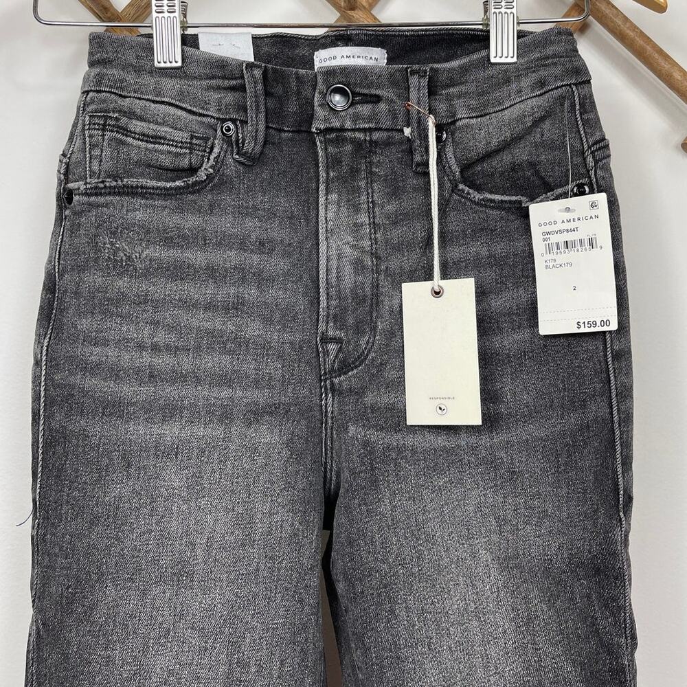 New Good American Good High Waist Skinny Jeans in Black 179 Women's Size 2/26 - Picture 5 of 10